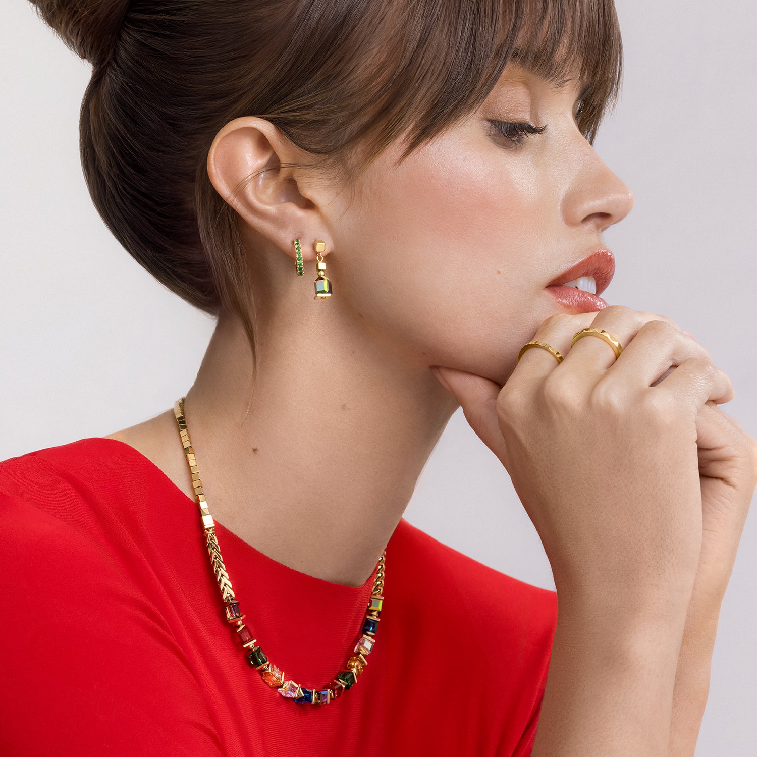 Collana Sparkling Cubes Fusion Chain oro-multicolore