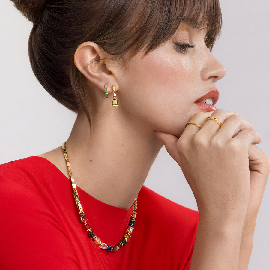 Collana Sparkling Cubes Fusion Chain oro-multicolore