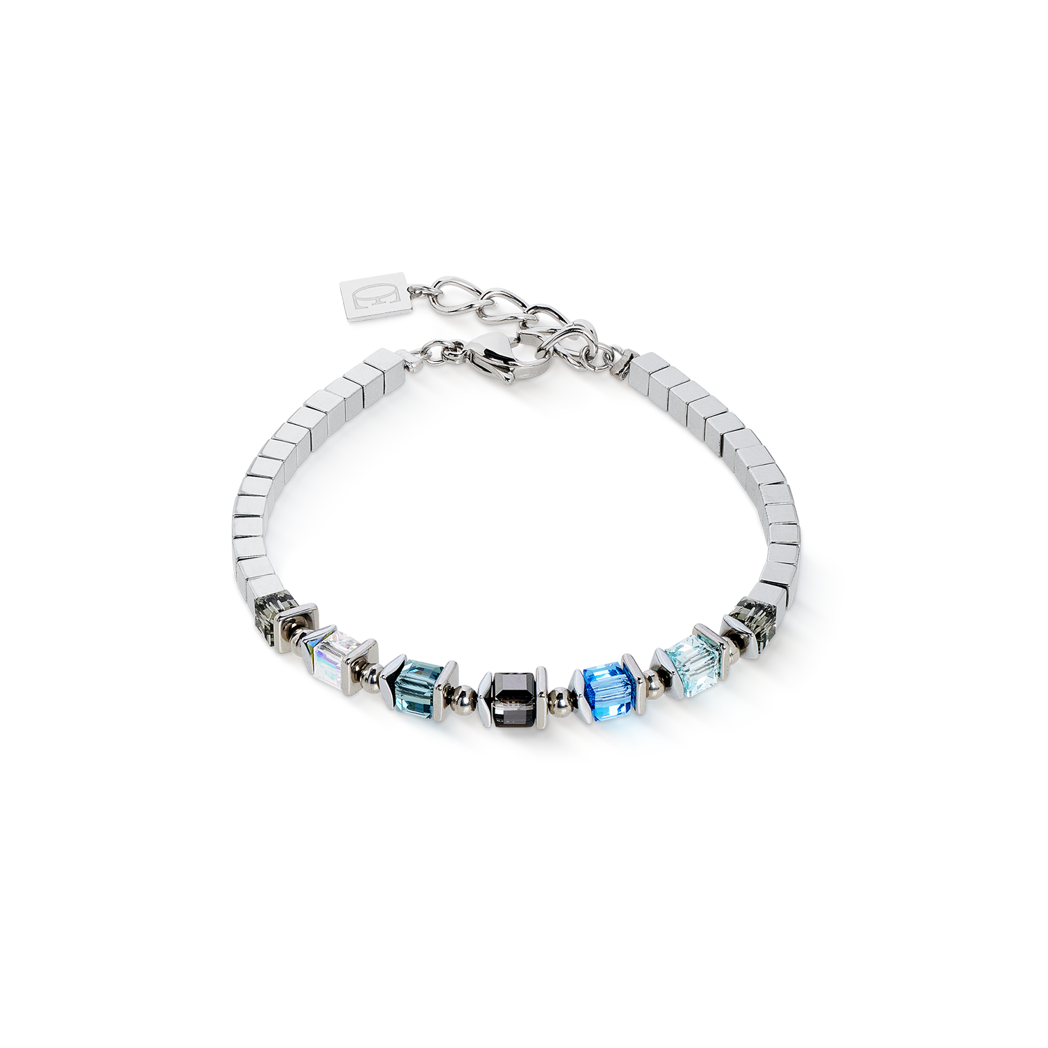 Bracciale Sparkling Cubes Fusion Chain argento-blu