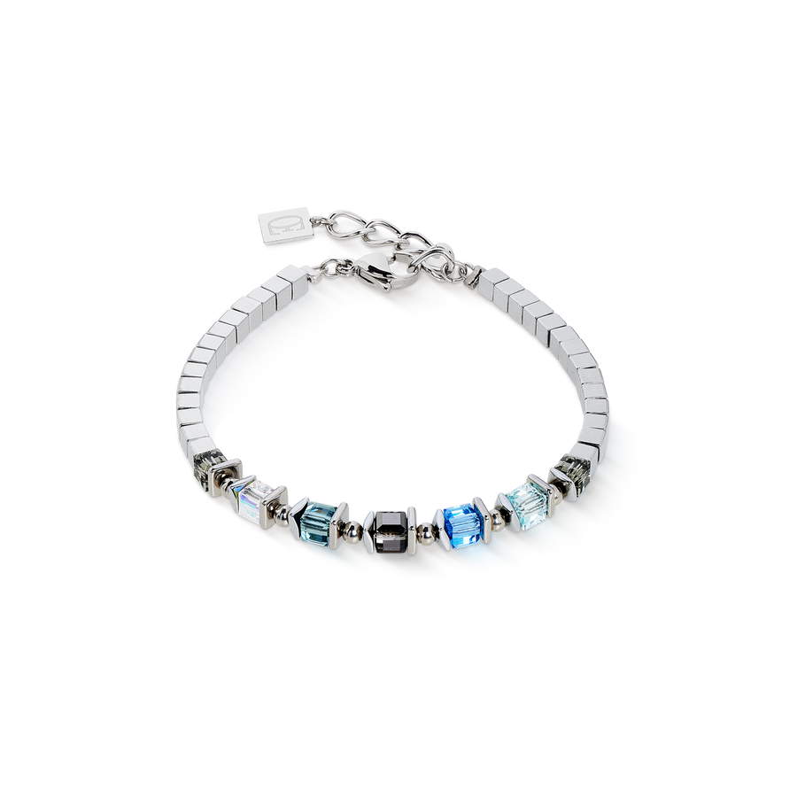 Bracciale Sparkling Cubes Fusion Chain argento-blu