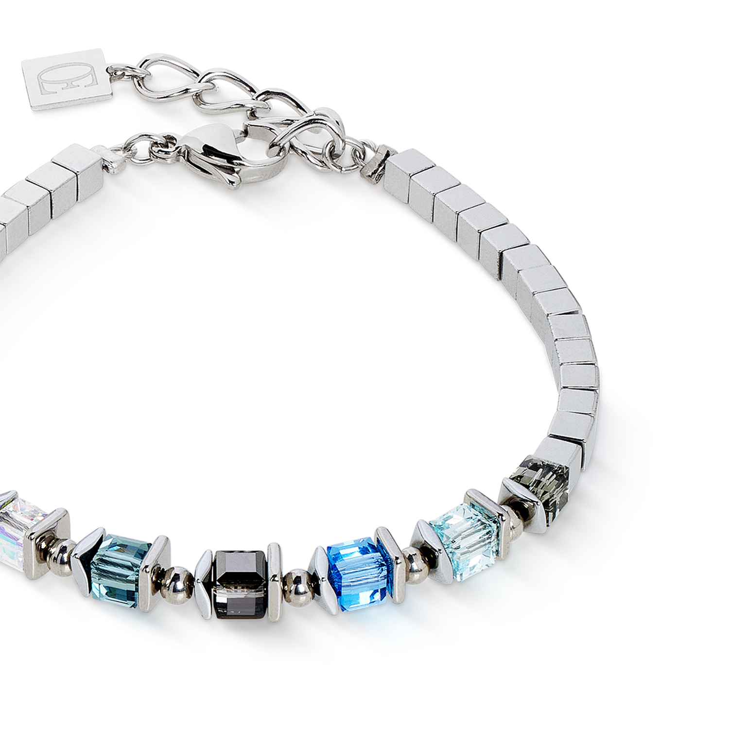 Bracciale Sparkling Cubes Fusion Chain argento-blu