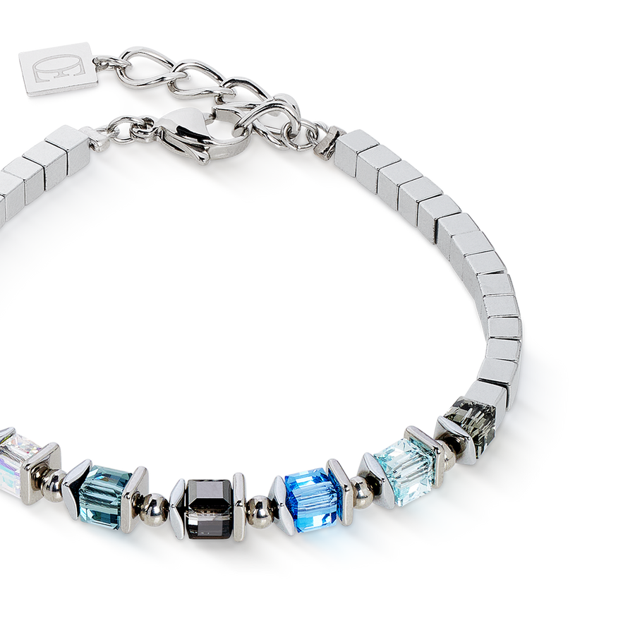 Bracciale Sparkling Cubes Fusion Chain argento-blu