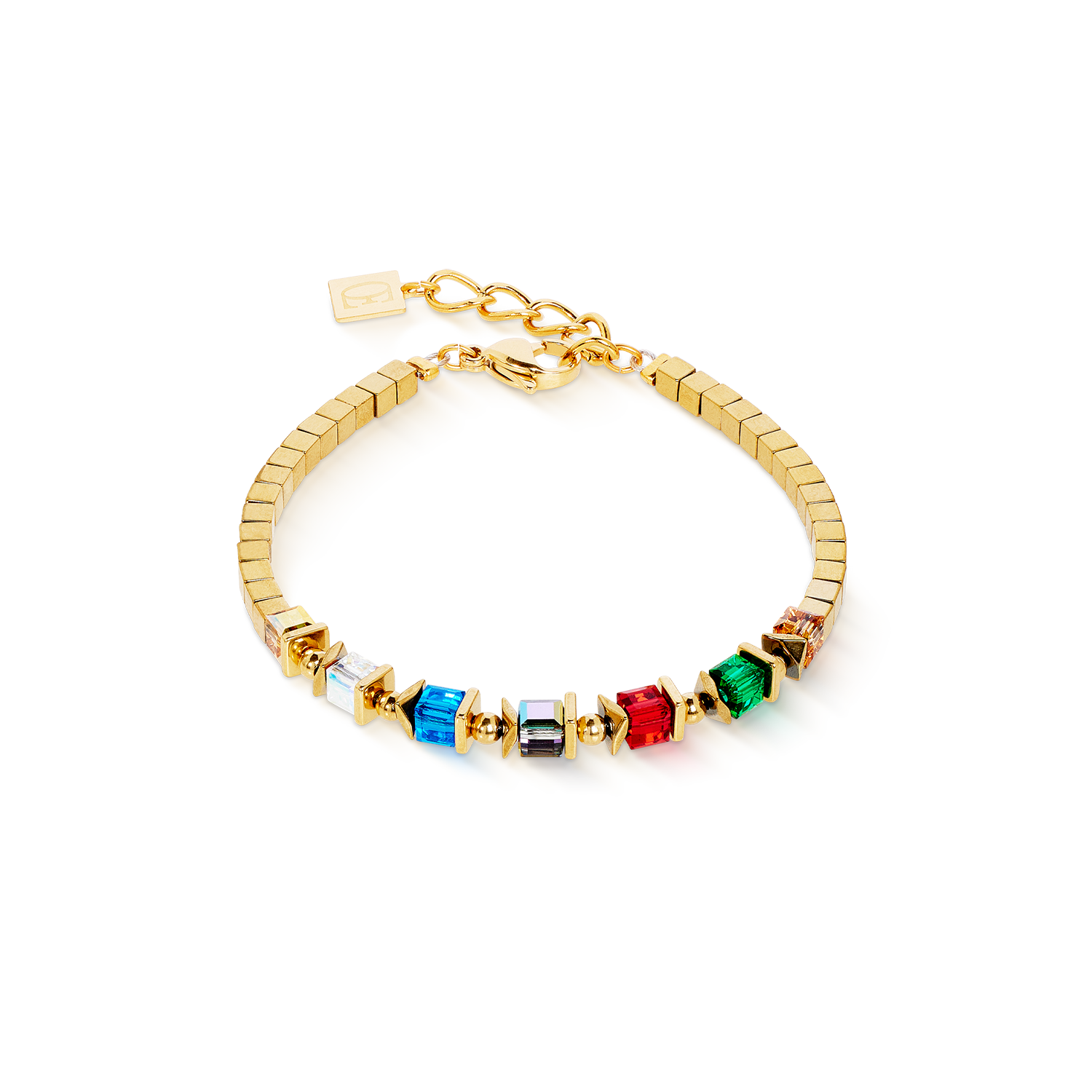 Bracciale Sparkling Cubes Fusion Chain oro-multicolore
