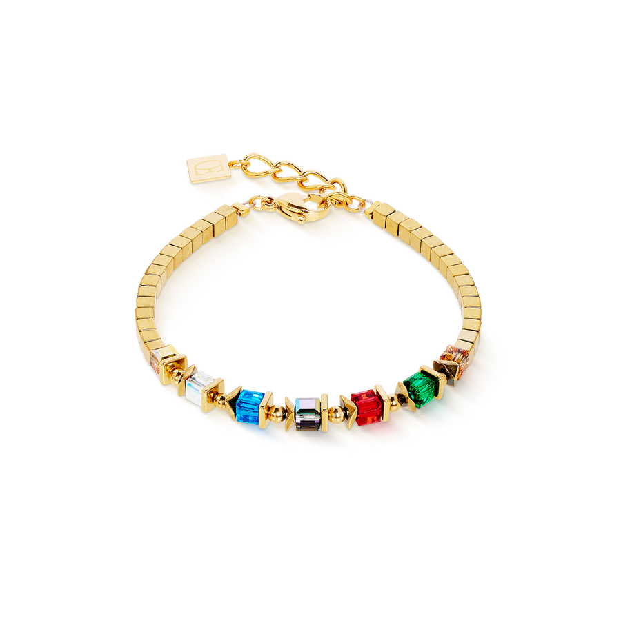 Bracciale Sparkling Cubes Fusion Chain oro-multicolore