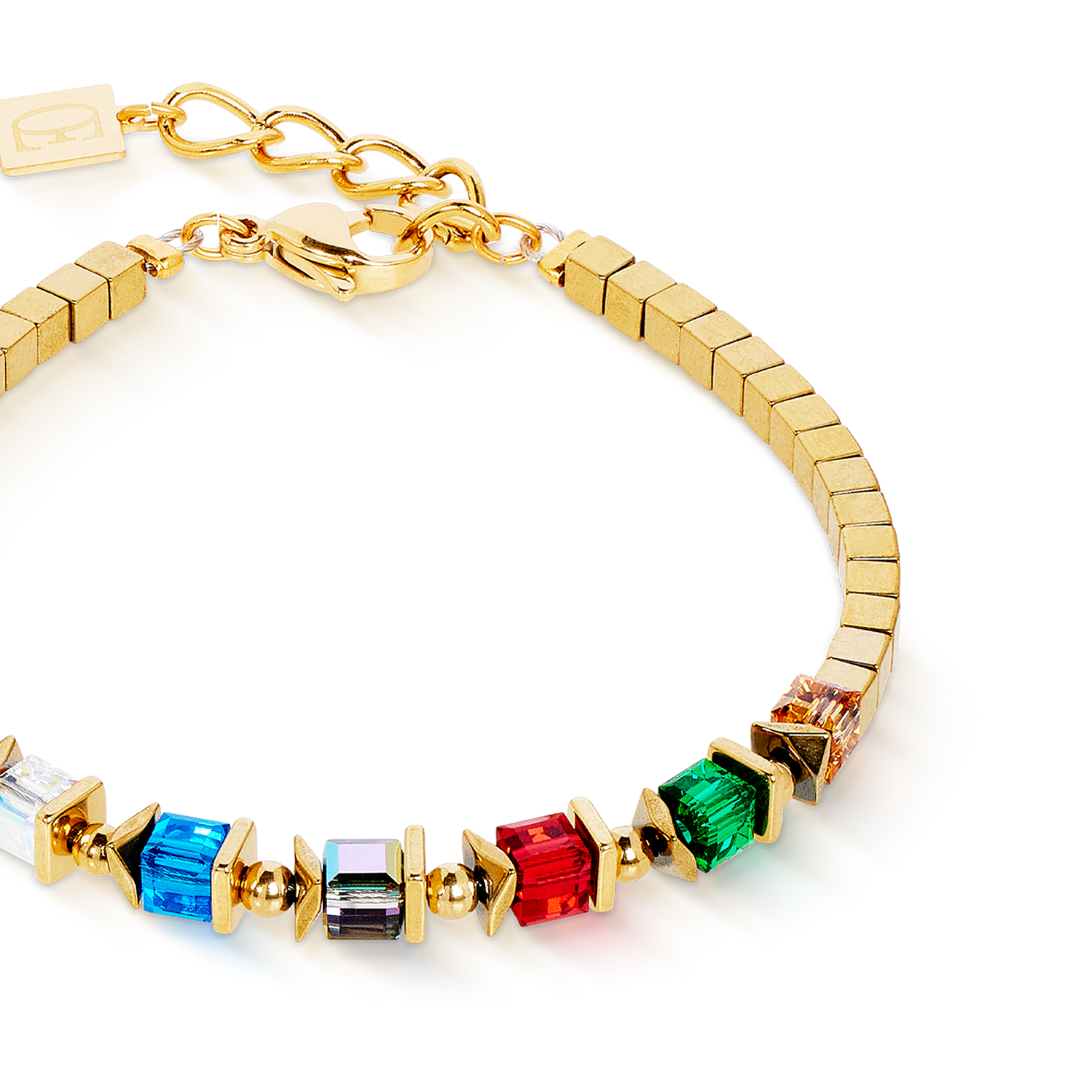 Bracciale Sparkling Cubes Fusion Chain oro-multicolore