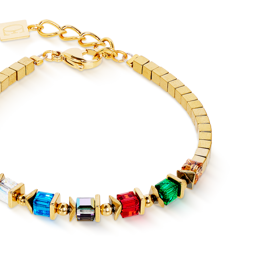 Bracciale Sparkling Cubes Fusion Chain oro-multicolore
