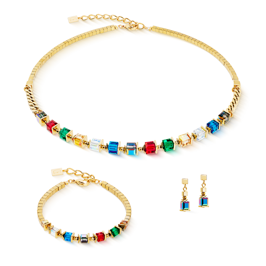Bracciale Sparkling Cubes Fusion Chain oro-multicolore