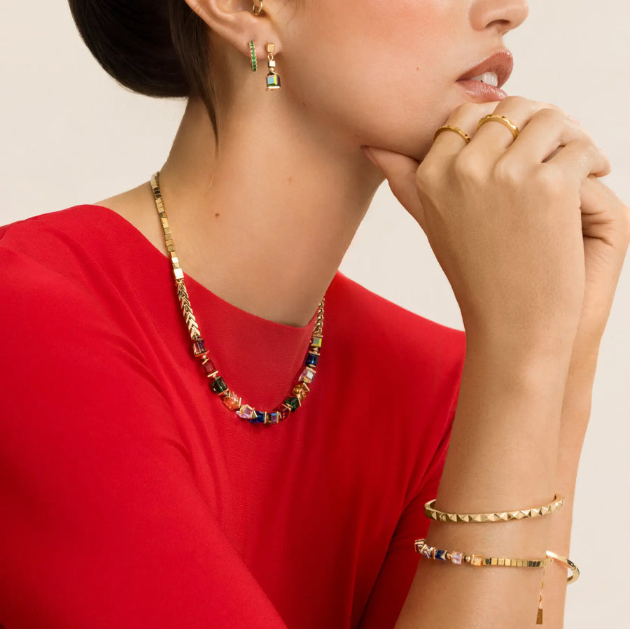 Bracciale Sparkling Cubes Fusion Chain oro-multicolore