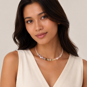 COEUR DE LION Collana GeoCUBE® Precious Nature Tricolor Sand – indossato