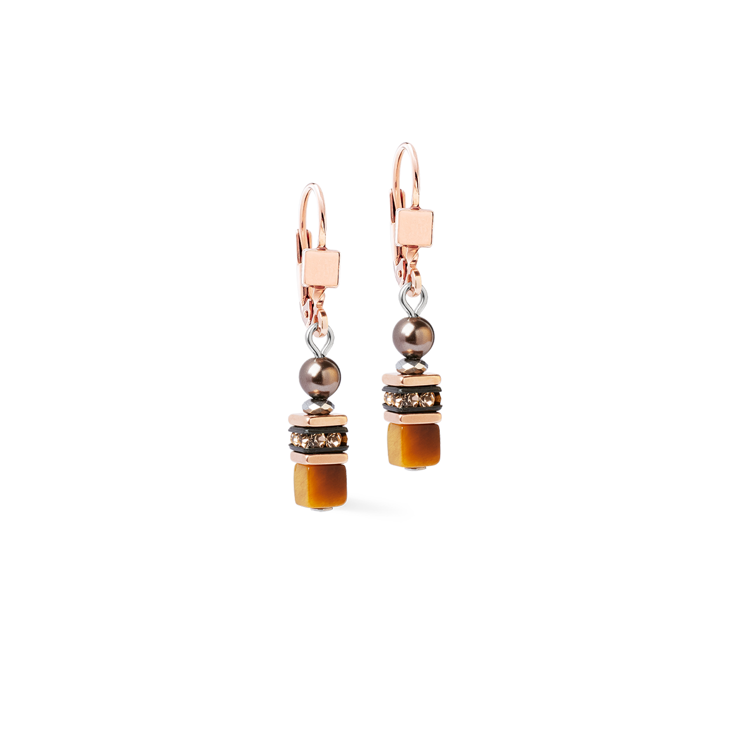 Orecchini Princess Earth Glow oro rosa-marrone