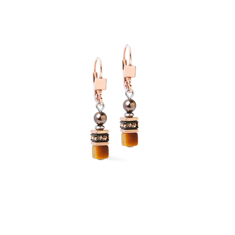 Orecchini Princess Earth Glow oro rosa-marrone