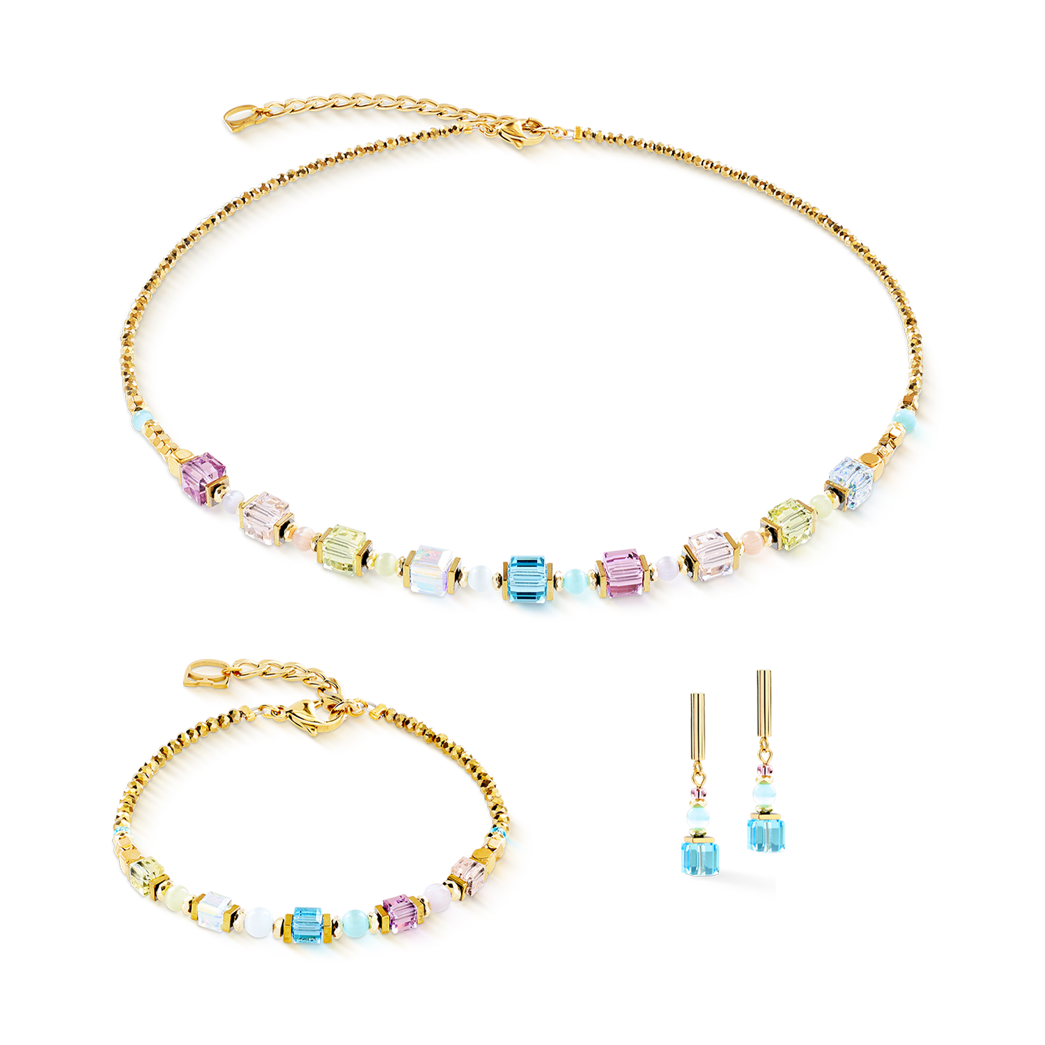 Collana Cube Aura pastello oro