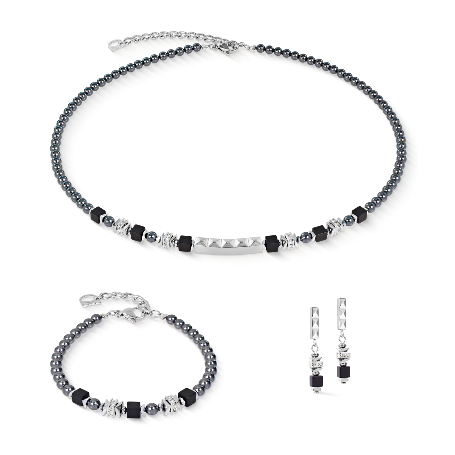 Collana Beads & Pearls Spike Anthracite