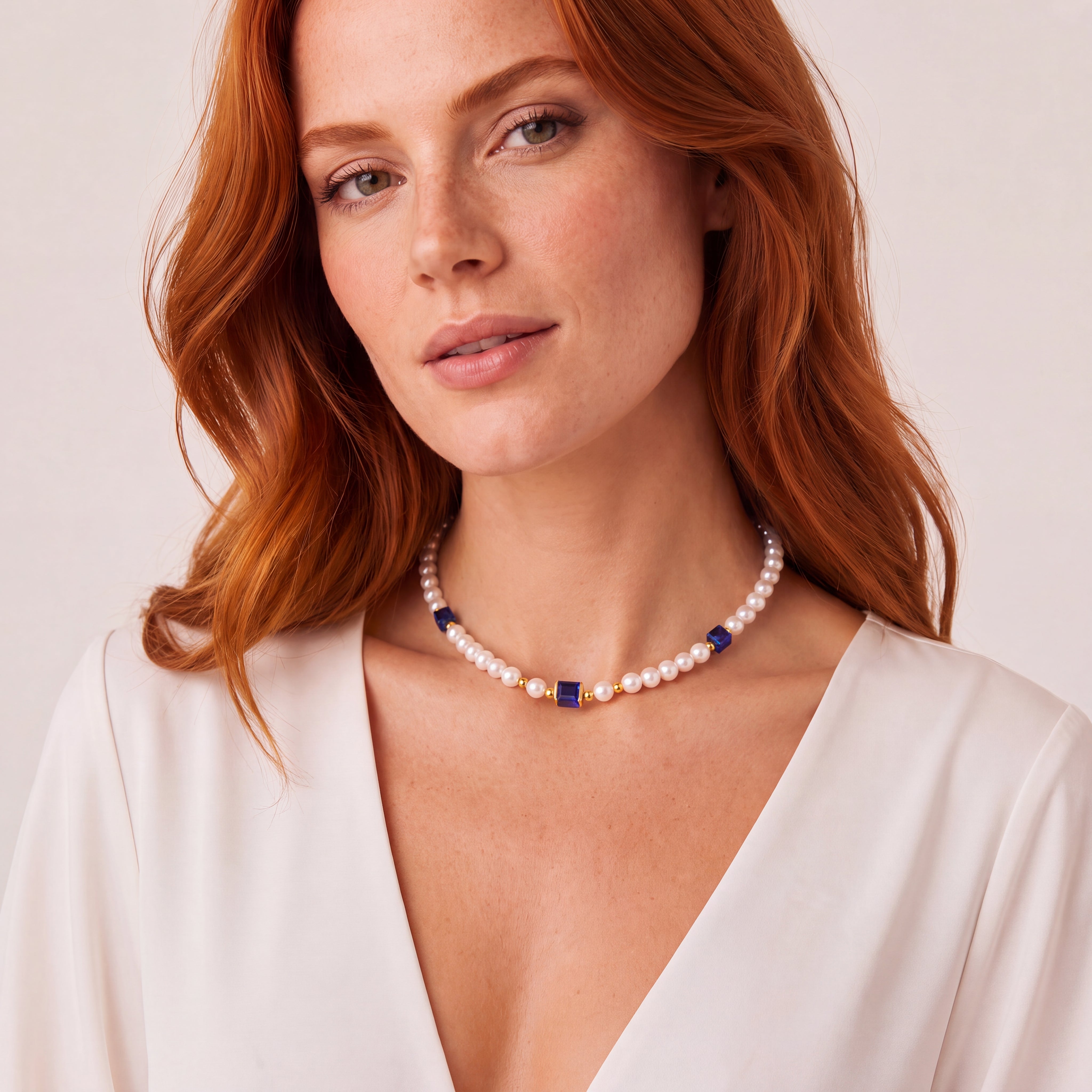 COEUR DE LION Collana Cocktail Pearls Sapphire – indossato