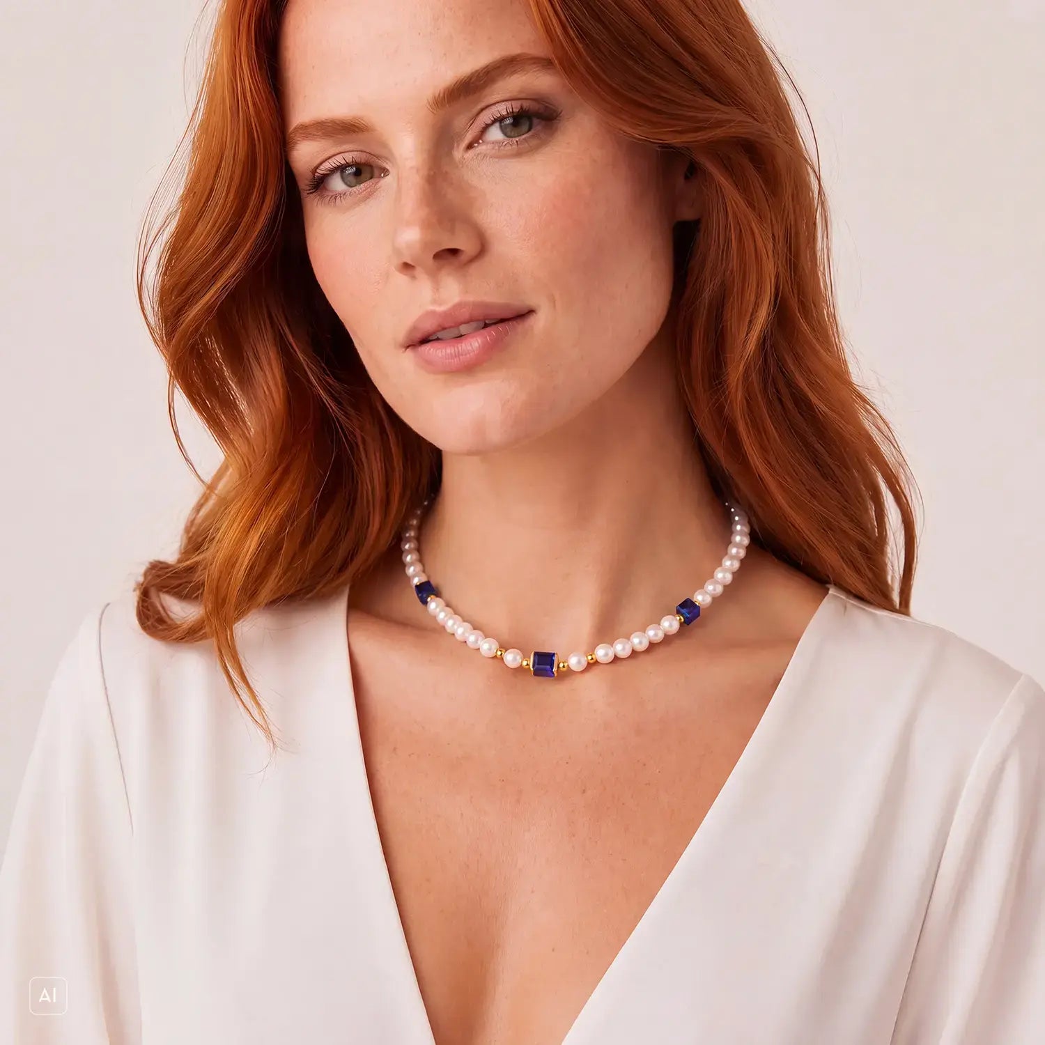 COEUR DE LION Collana Cocktail Pearls Sapphire – indossato