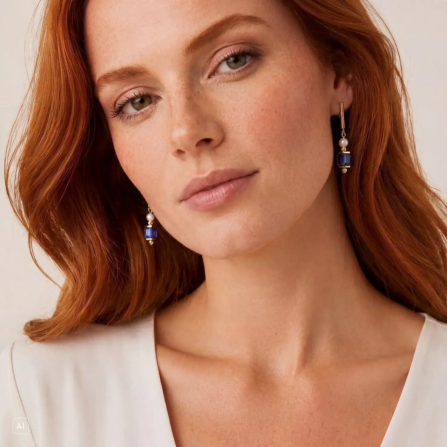 COEUR DE LION Orecchini Cocktail Pearls Sapphire – indossato