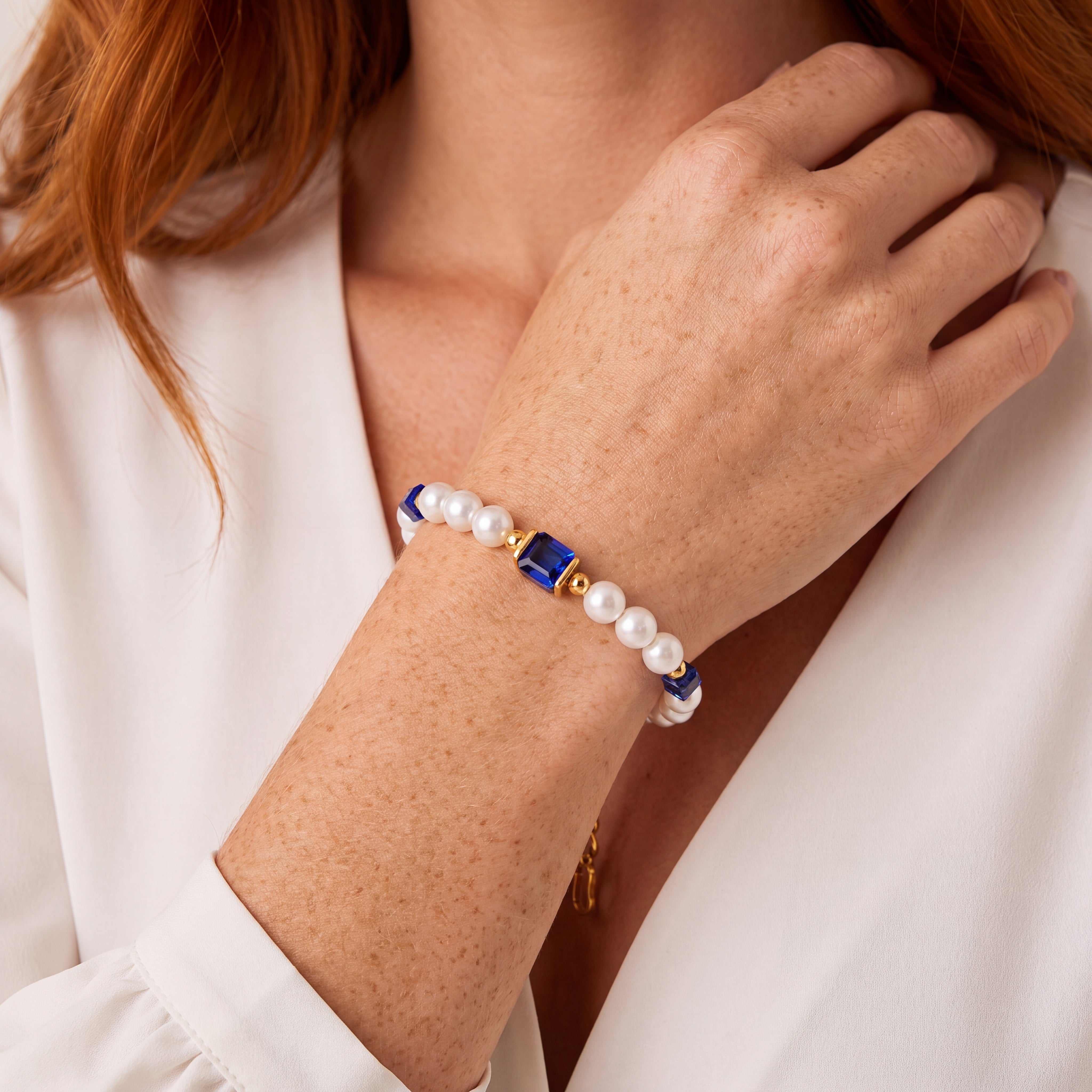 COEUR DE LION Bracciale Cocktail Pearls Sapphire – indossato