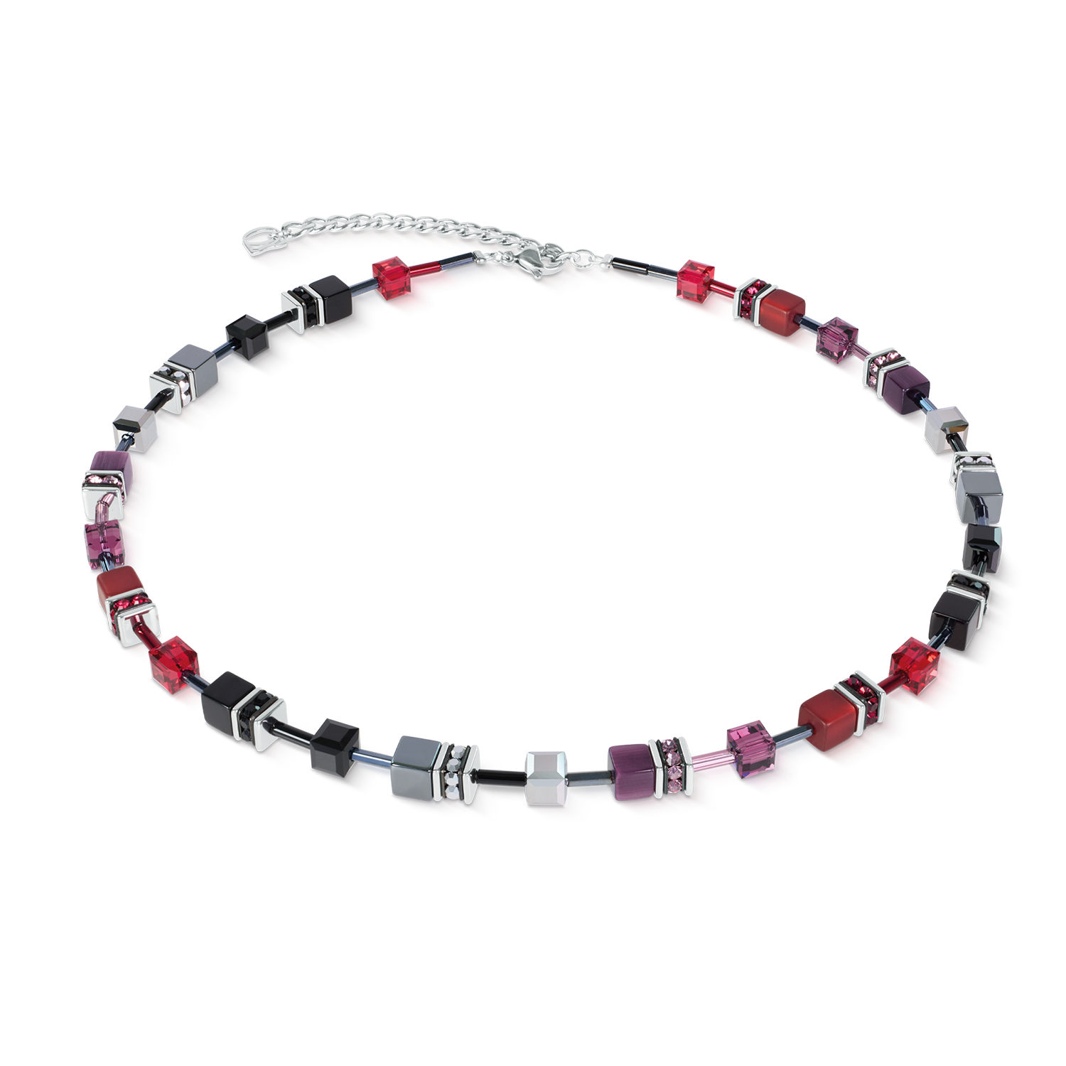 Collana GeoCUBE® Iconic Ruby Noir argento