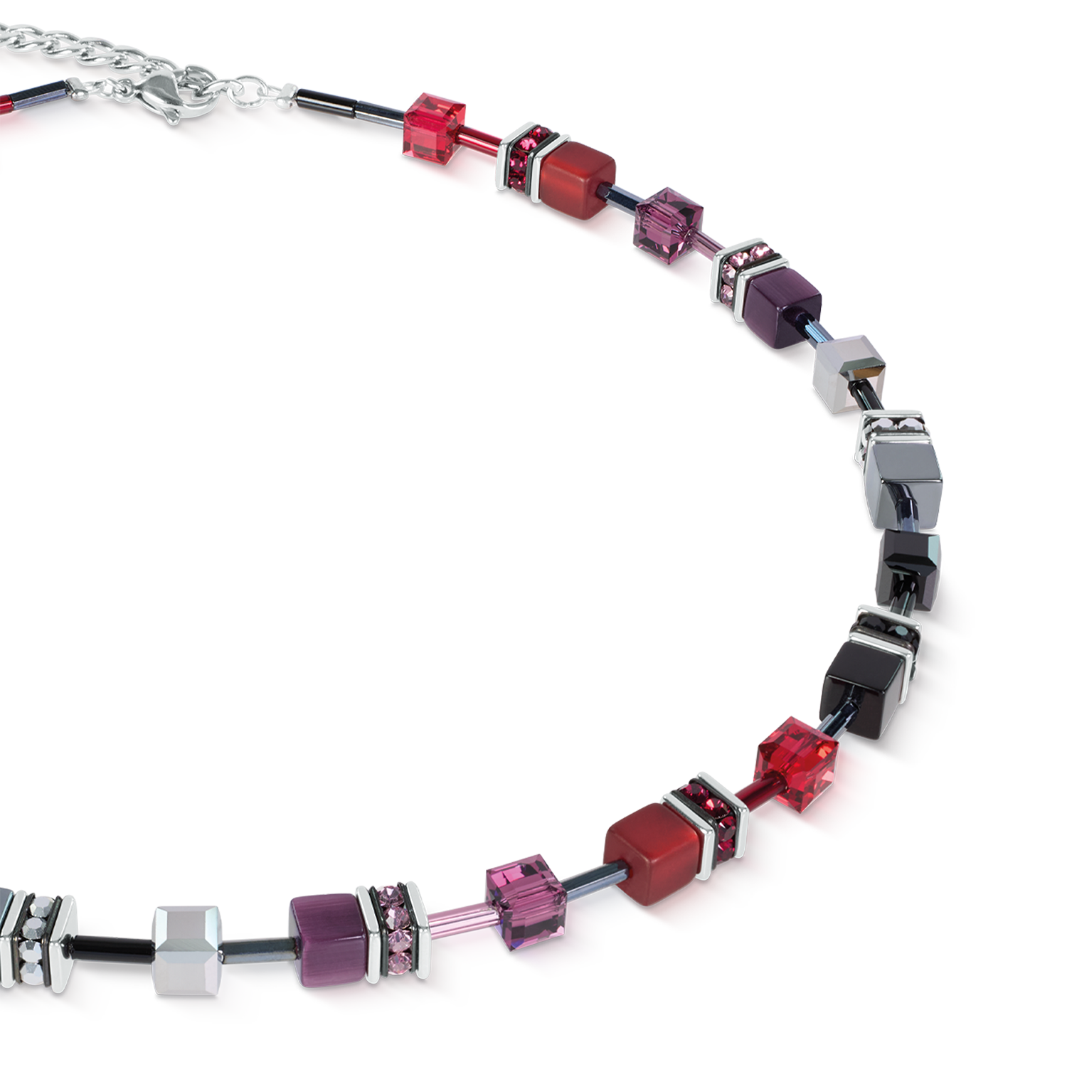 Collana GeoCUBE® Iconic Ruby Noir argento