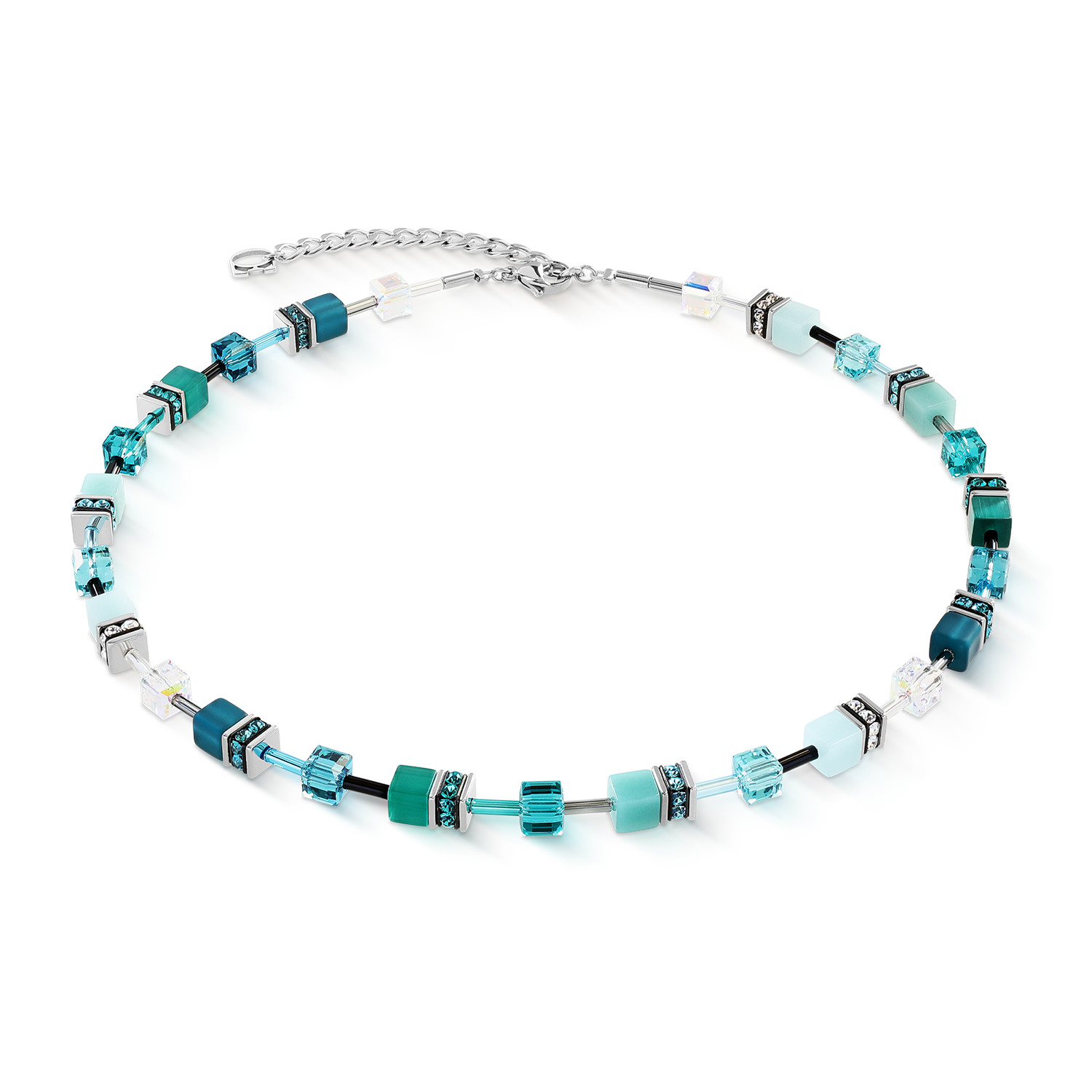 Collana GeoCUBE® Iconic Teal argento