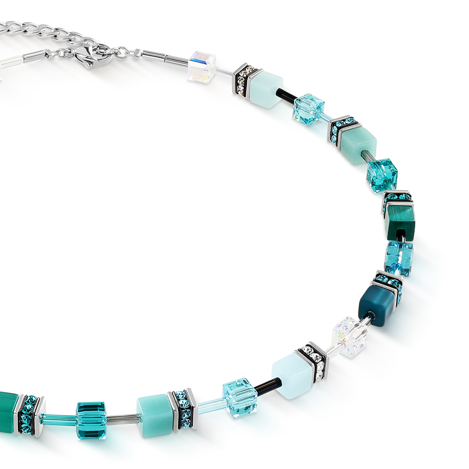 Collana GeoCUBE® Iconic Teal argento