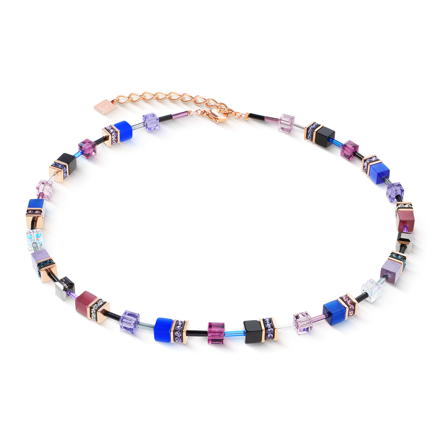Collana GeoCUBE® Iconic Blue Moon oro rosa