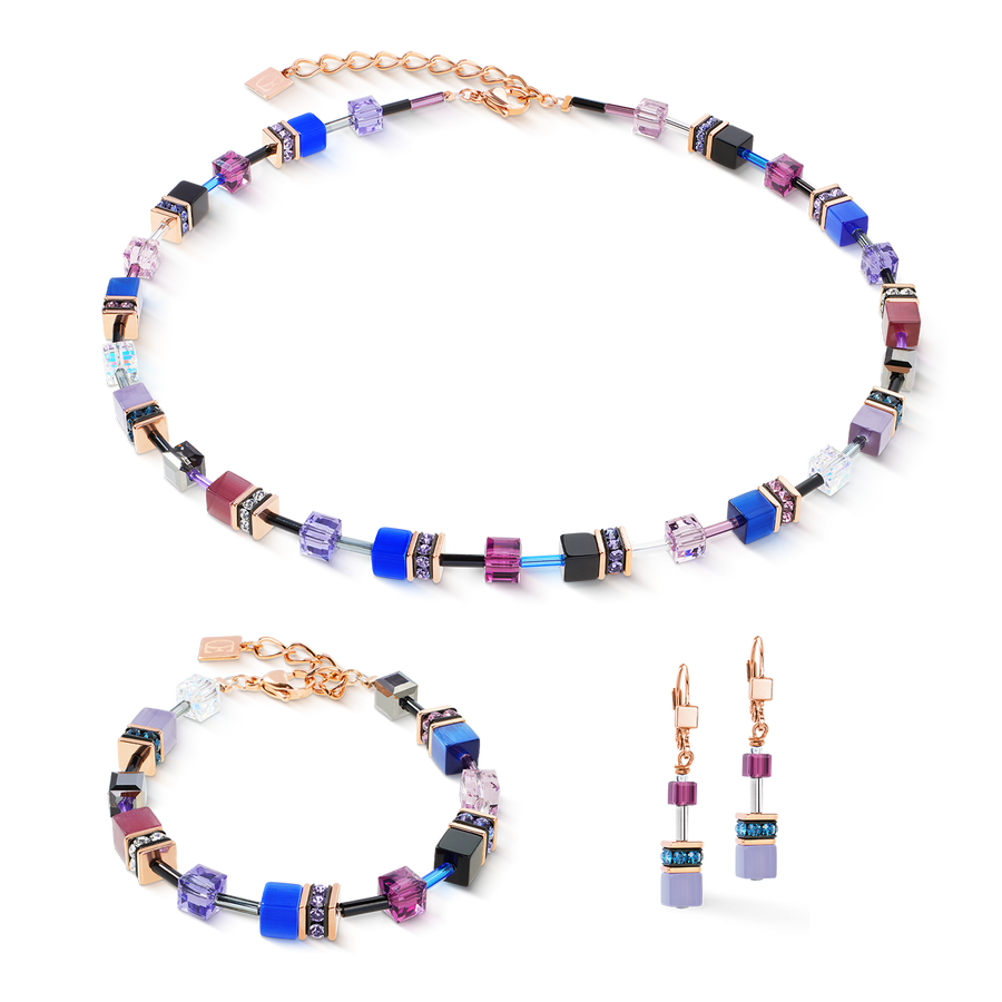 Collana GeoCUBE® Iconic Blue Moon oro rosa