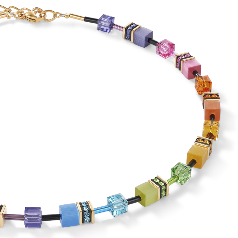 Collana GeoCUBE® multicolor rainbow gold