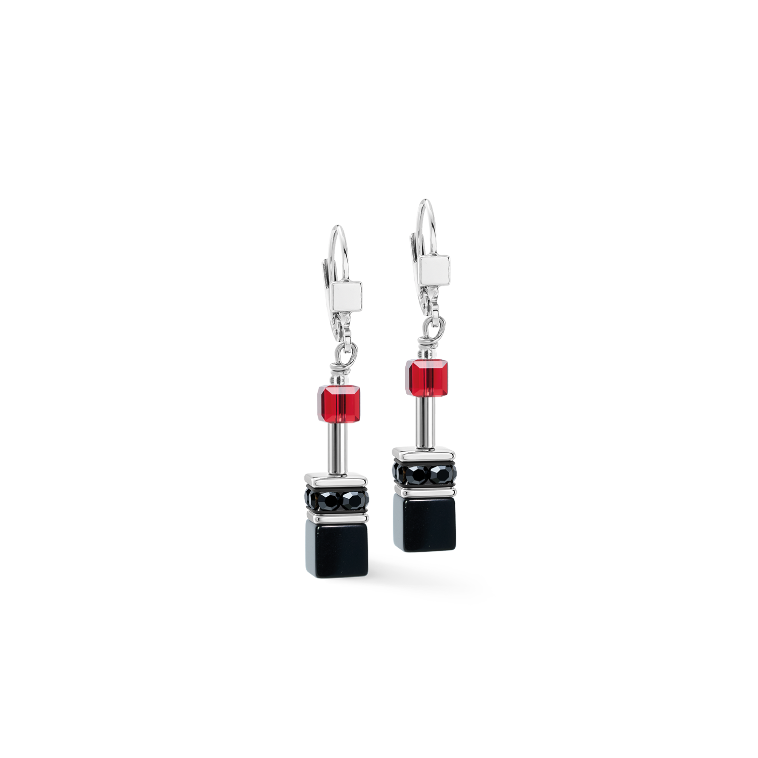 Orecchini GeoCUBE® Iconic Ruby Noir argento