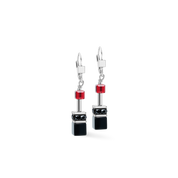 Orecchini GeoCUBE® Iconic Ruby Noir argento