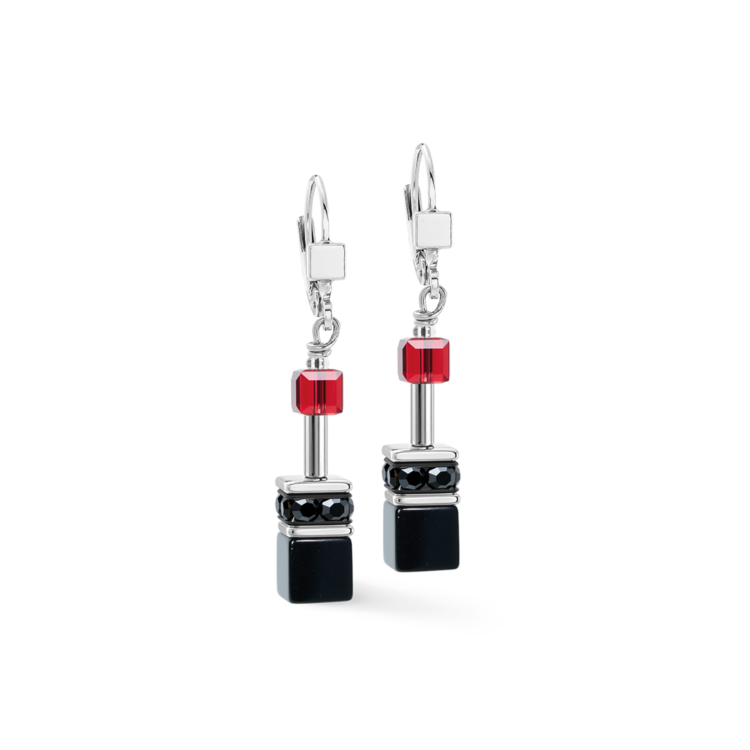 Orecchini GeoCUBE® Iconic Ruby Noir argento