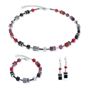 Orecchini GeoCUBE® Iconic Ruby Noir argento
