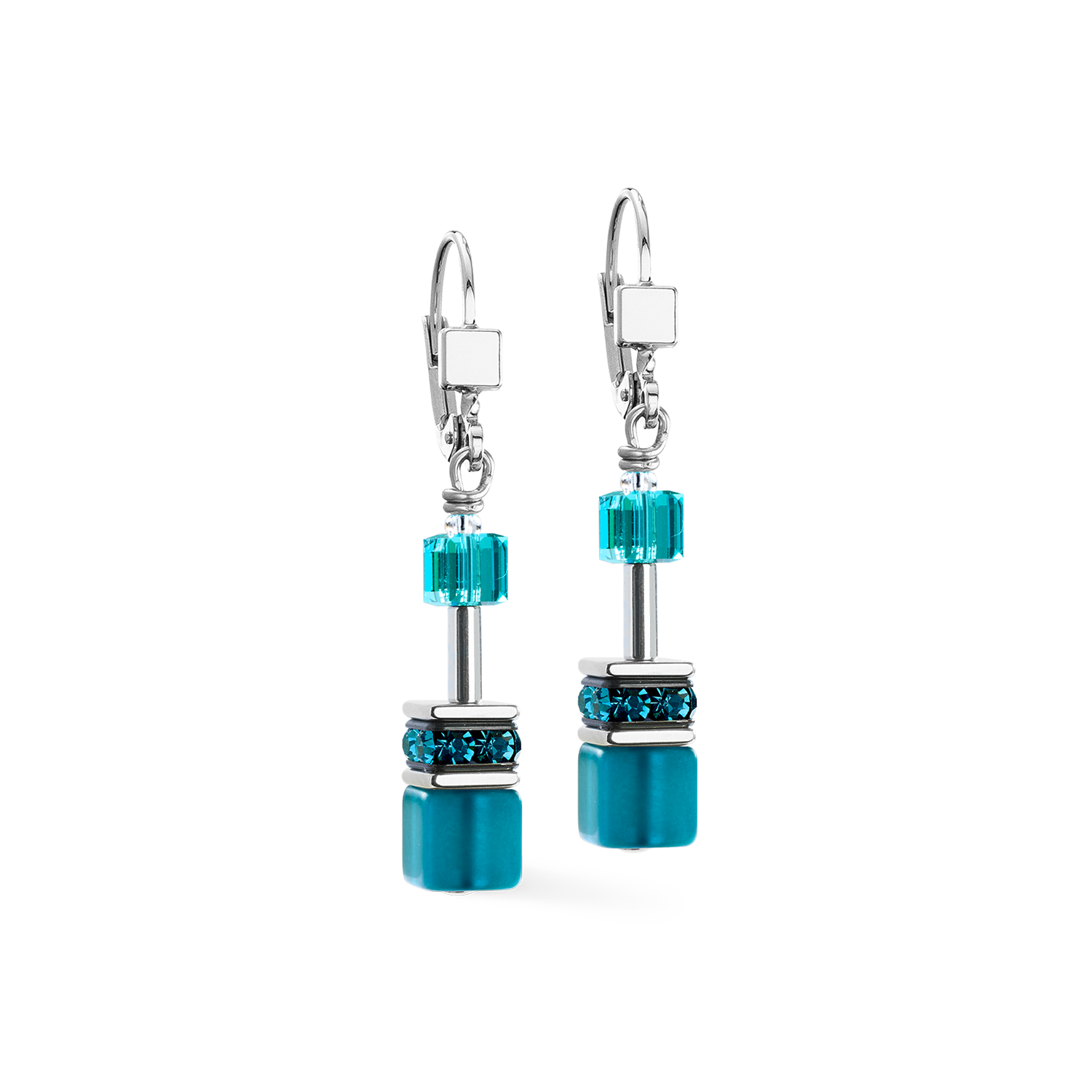 Orecchini GeoCUBE® Iconic Teal argento