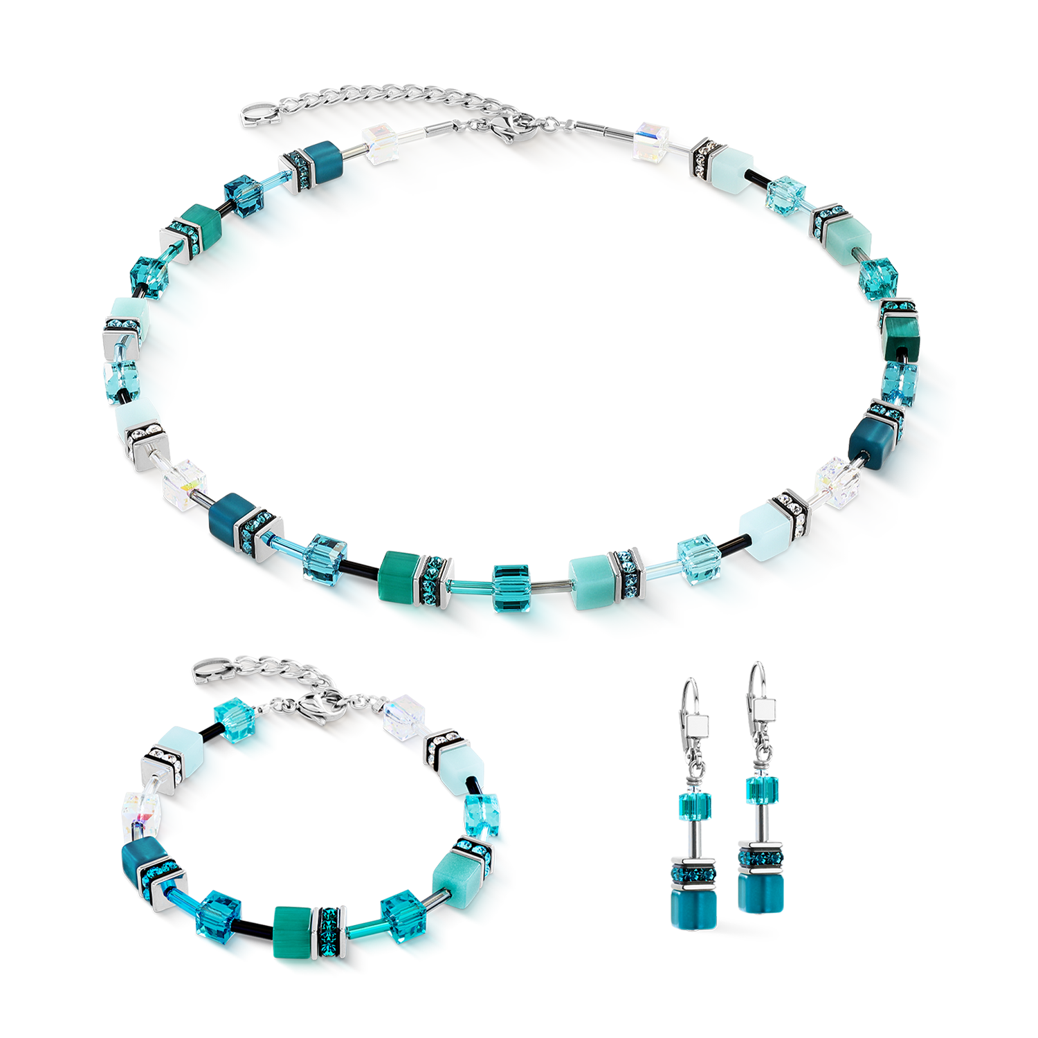 Orecchini GeoCUBE® Iconic Teal argento