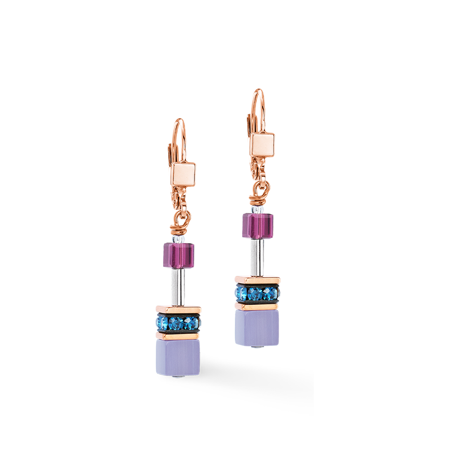 Orecchini GeoCUBE® Iconic Blue Moon oro rosa