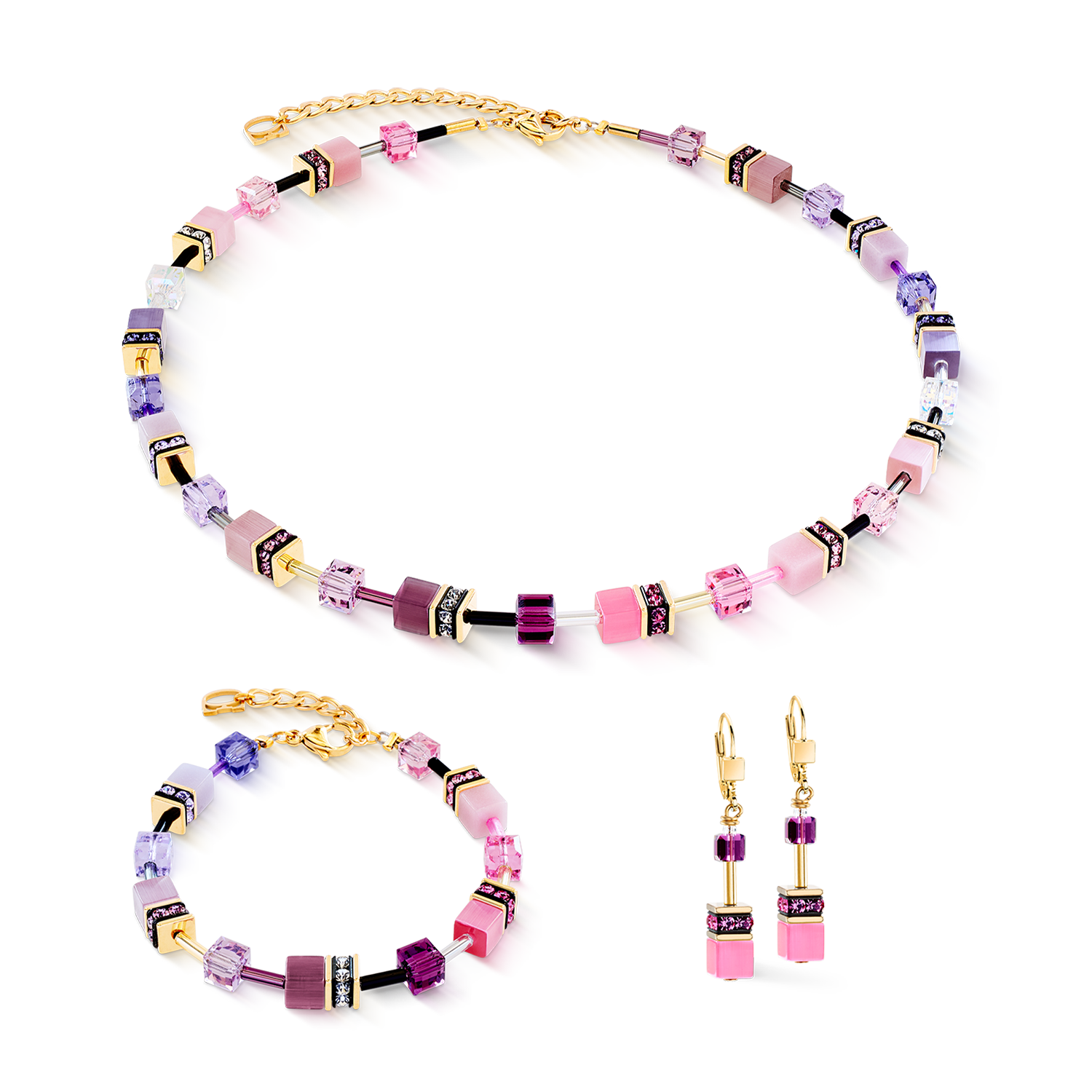 Orecchini GeoCUBE® Iconic rosa-lilla