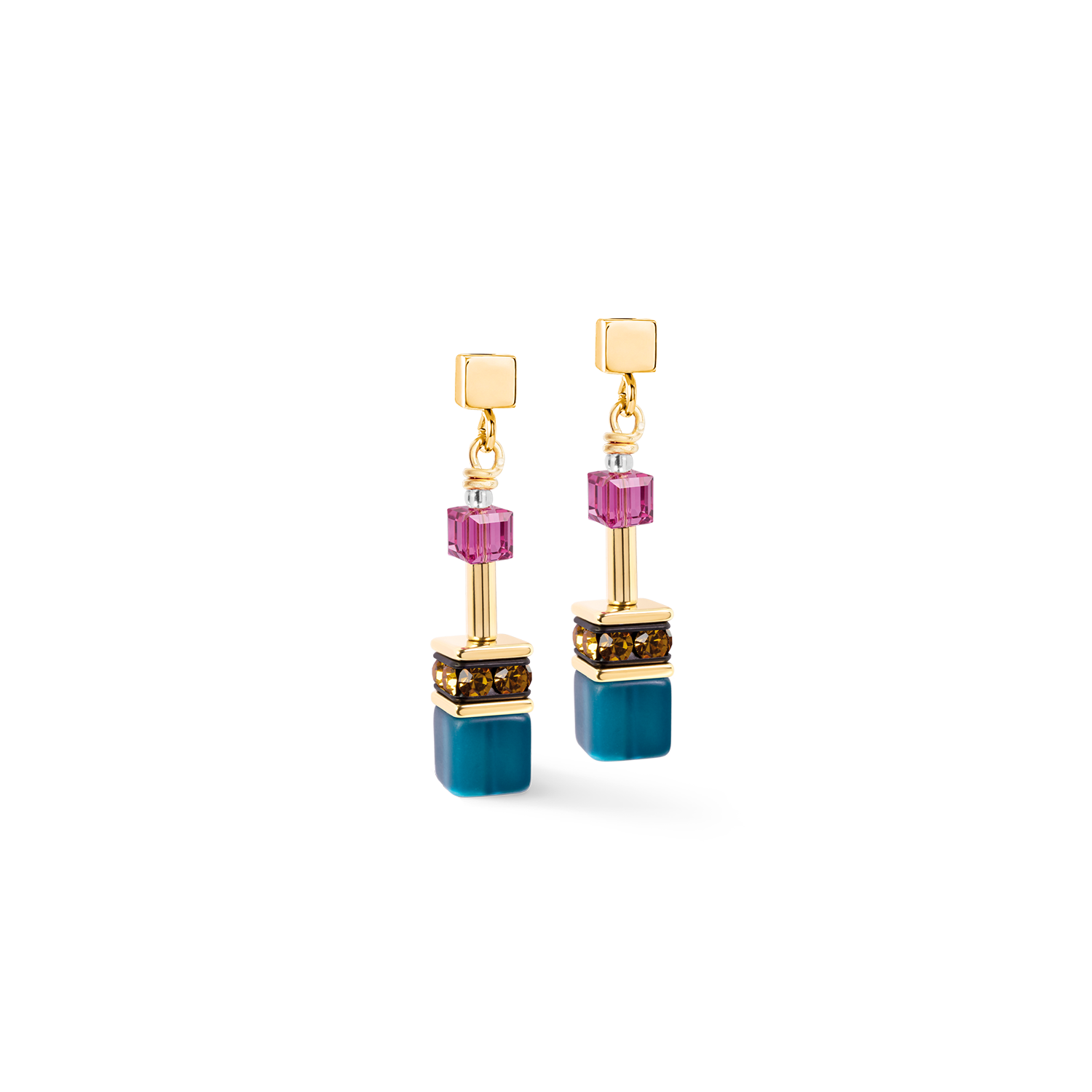 Orecchini GeoCUBE® Iconic Multicolor Boho oro