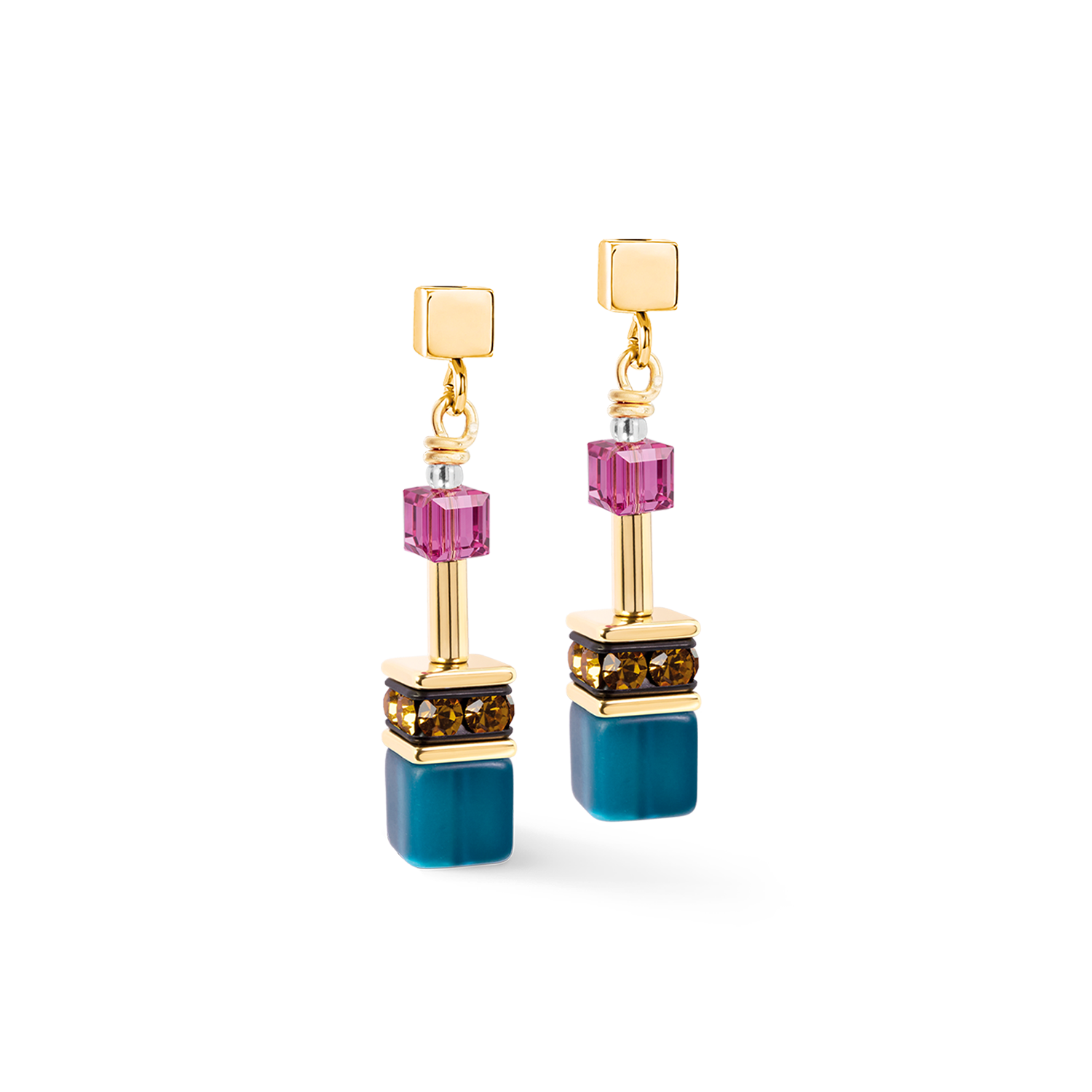 Orecchini GeoCUBE® Iconic Multicolor Boho oro