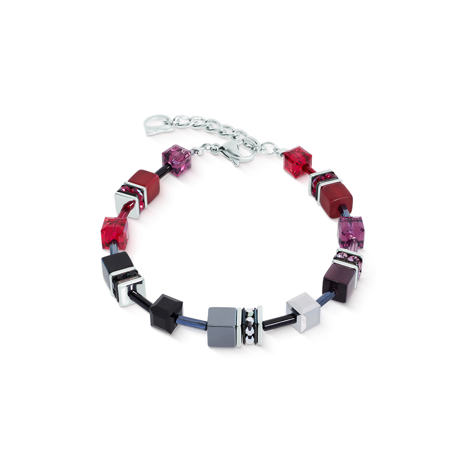 Bracciale GeoCUBE® Iconic Ruby Noir argento