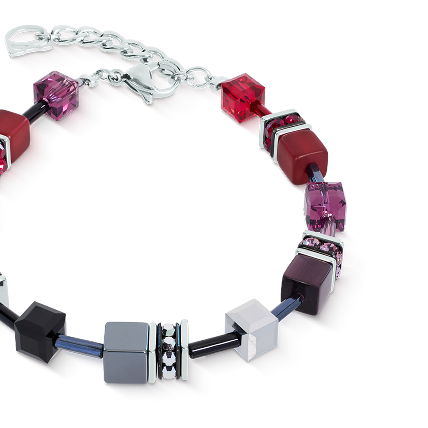 Bracciale GeoCUBE® Iconic Ruby Noir argento