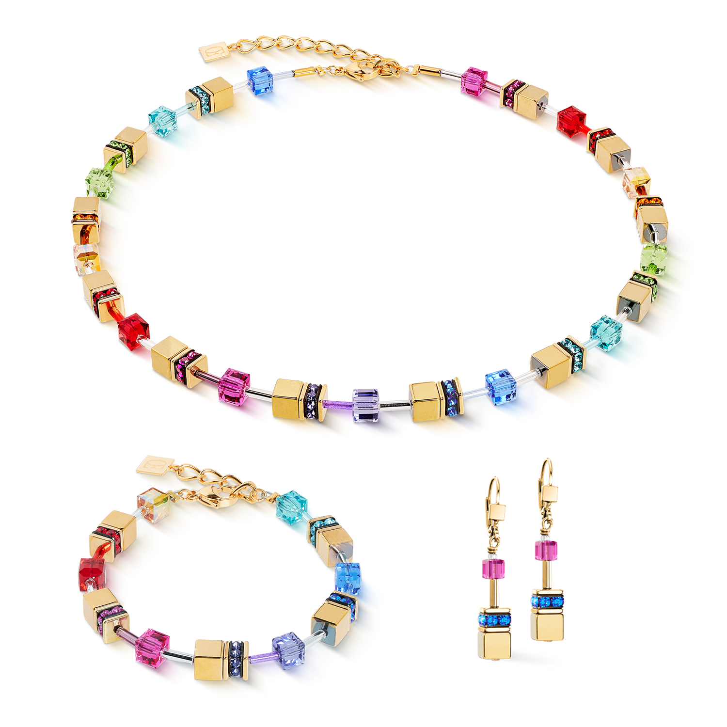 Orecchini GeoCUBE® Iconic Metallic rainbow-oro