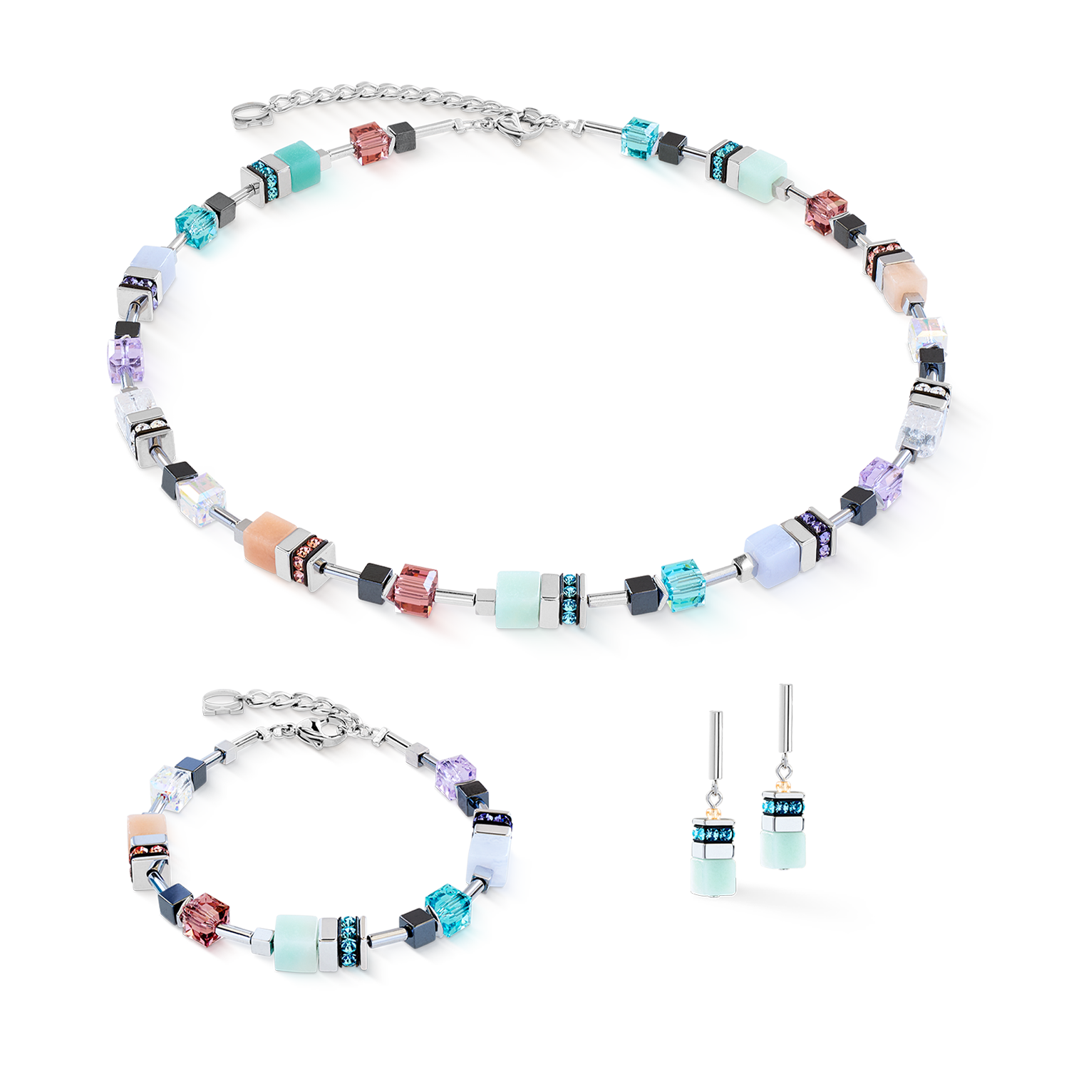 Collana GeoCUBE® Precious Motion Sorbet argento
