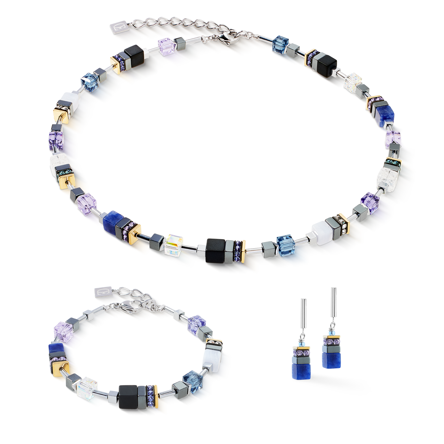 Orecchini GeoCUBE® Precious Motion Blue Moon Bicolore