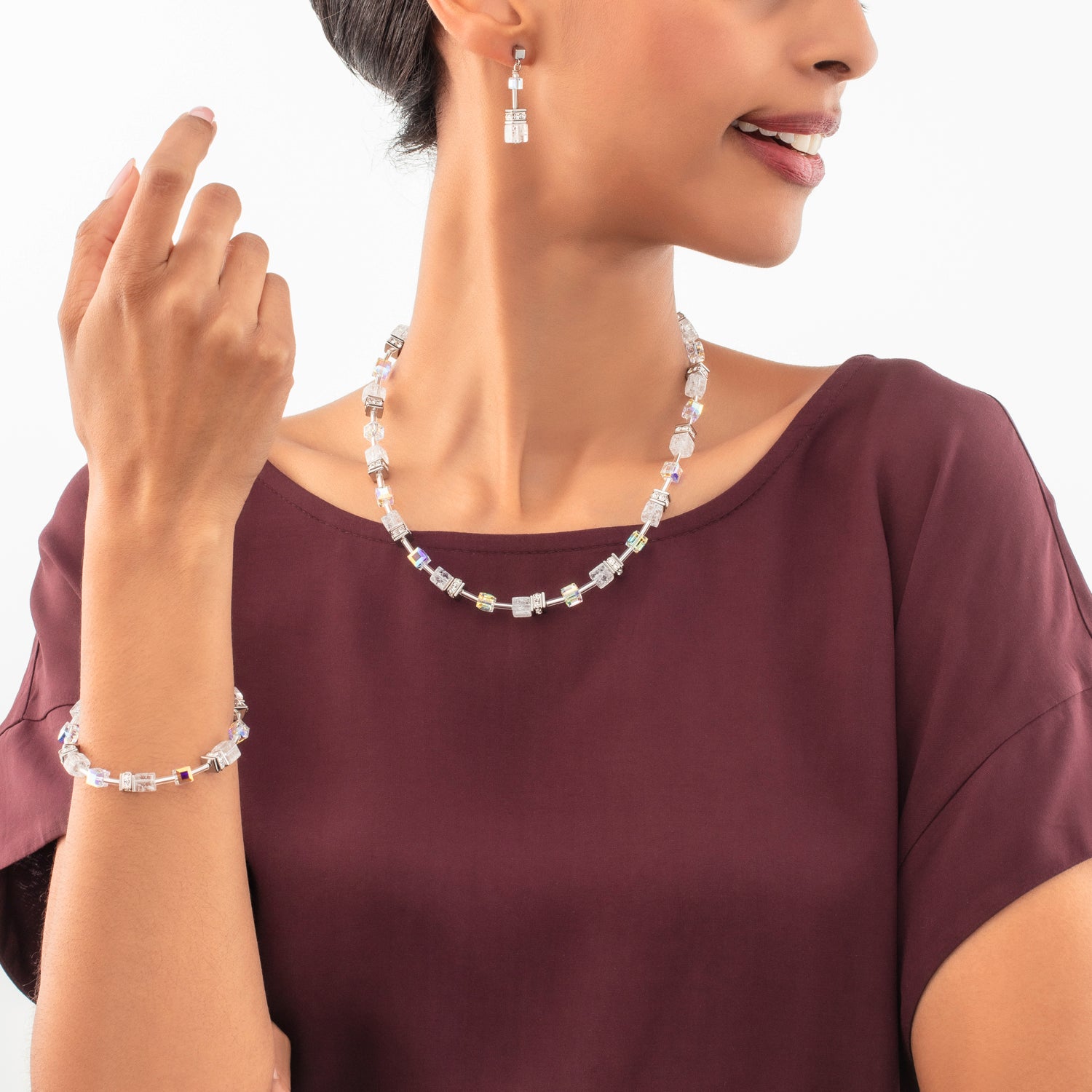 Bracciale GeoCUBE® Iconic Nature bianco argento