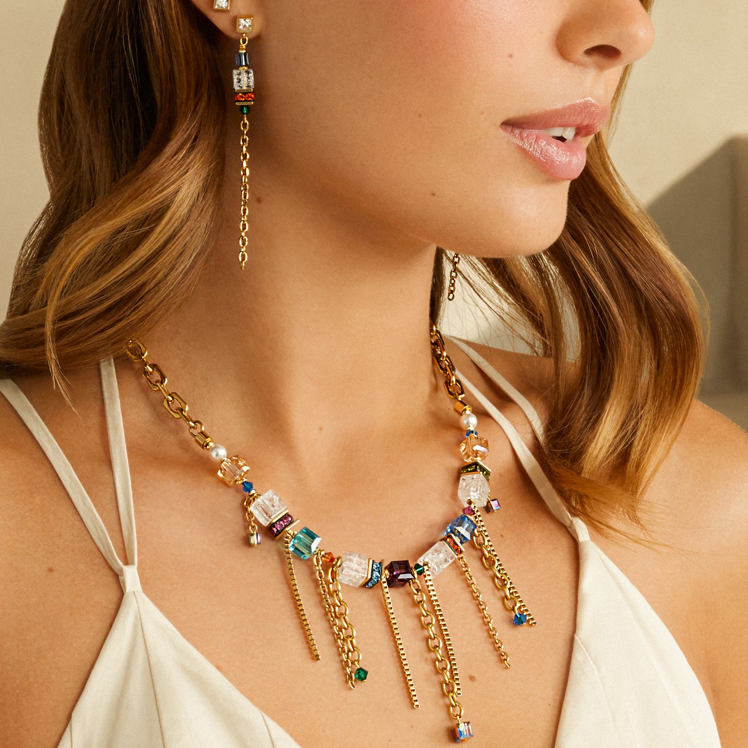 Orecchini Sunray Cube Couture oro-multicolor