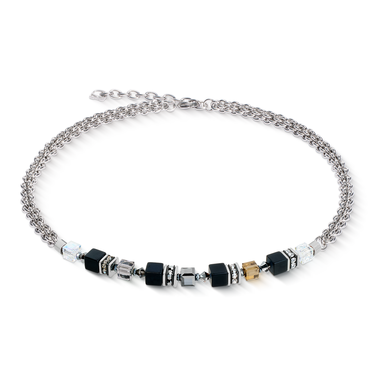Collana GeoCUBE® Fusion Winter argento-nero