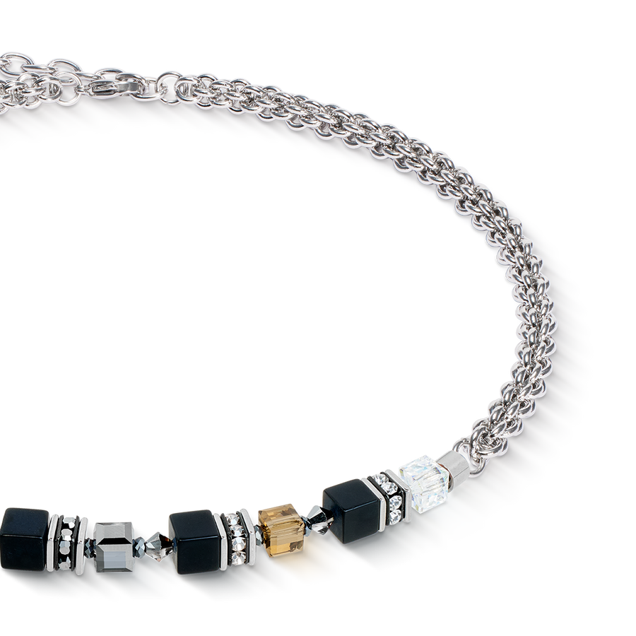 Collana GeoCUBE® Fusion Winter argento-nero