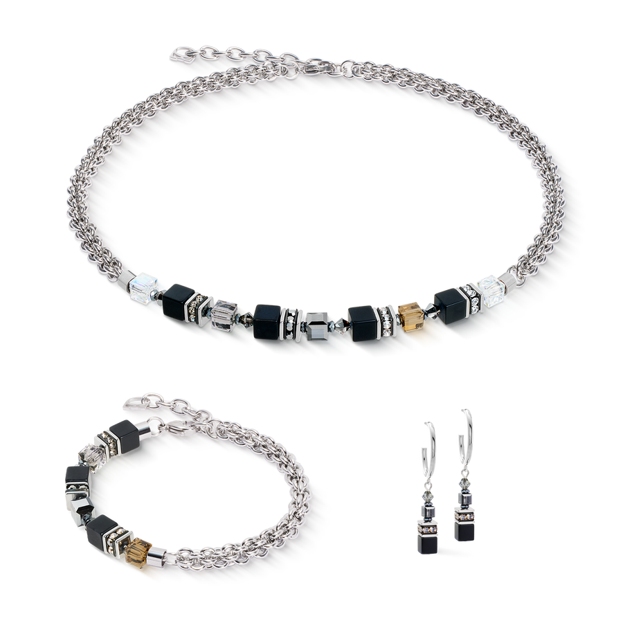Collana GeoCUBE® Fusion Winter argento-nero