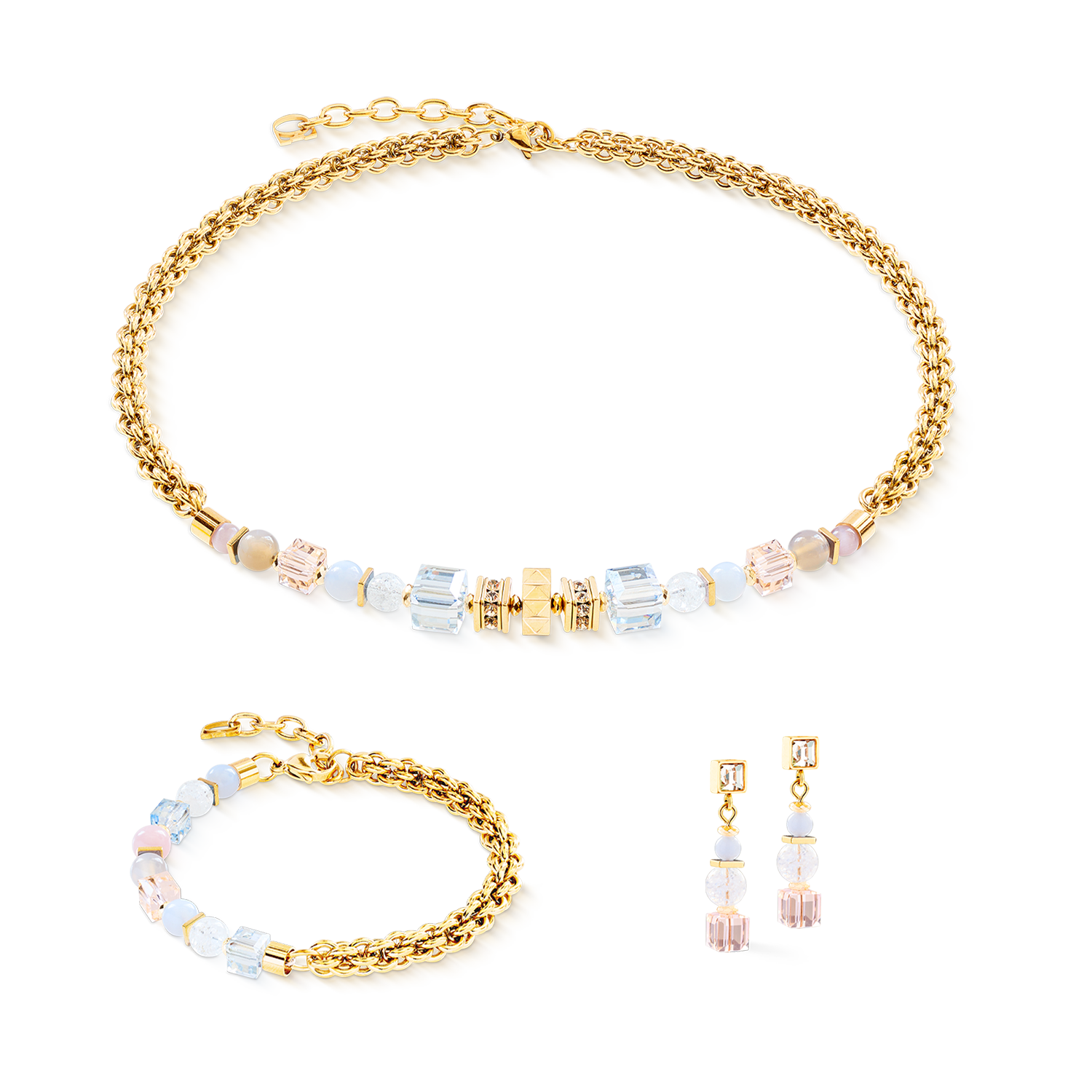 Collana Cube Nexus oro-pastello