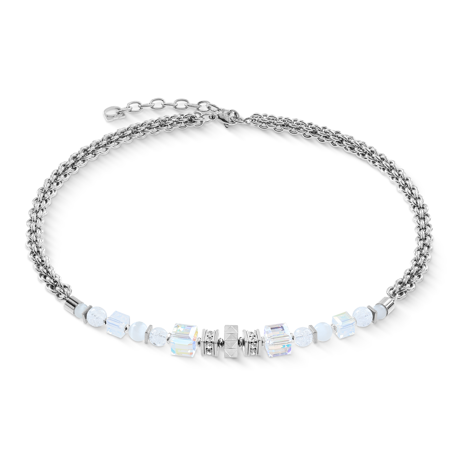 Collana Cube Nexus argento-bianco